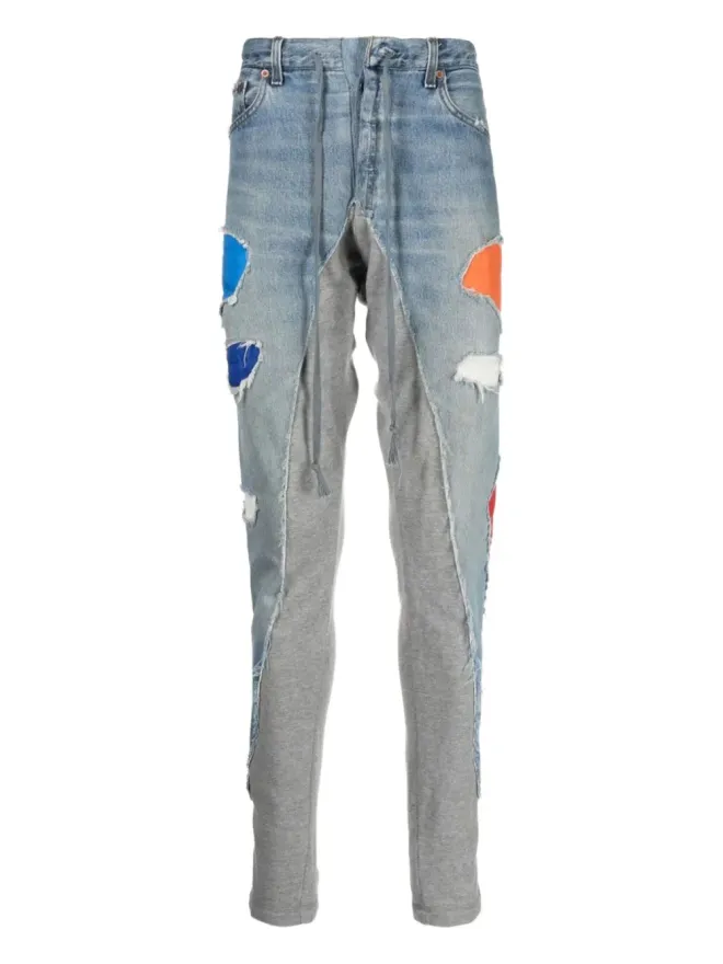 Greg Lauren Greg Lauren パッチワーク distressed-denim トラックパンツの商品画像