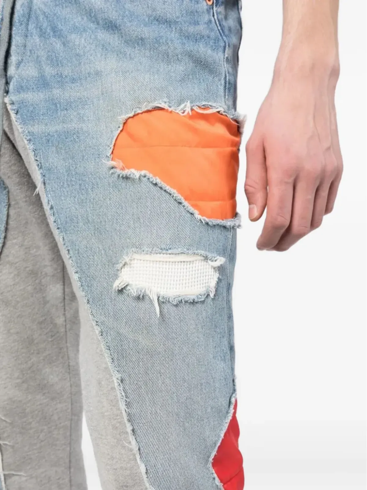 Greg Lauren パッチワーク distressed-denim トラックパンツ - 画像5