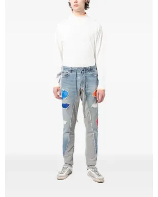 Greg Lauren パッチワーク distressed-denim トラックパンツ - サムネイル2