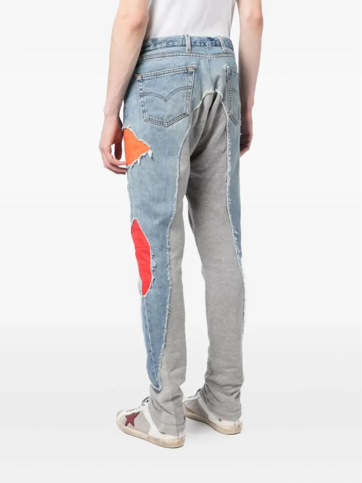 Greg Lauren パッチワーク distressed-denim トラックパンツ - 画像4
