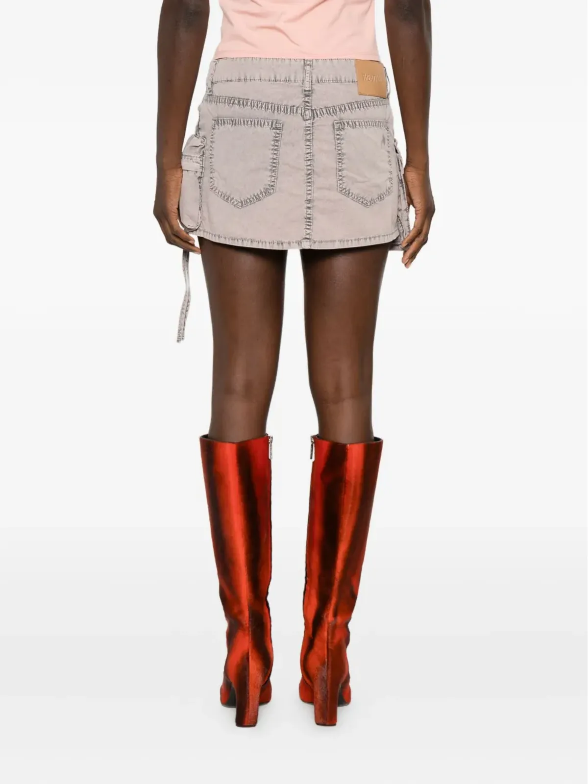 The Attico pocket-detailed cotton mini skirt - Grey - 画像4