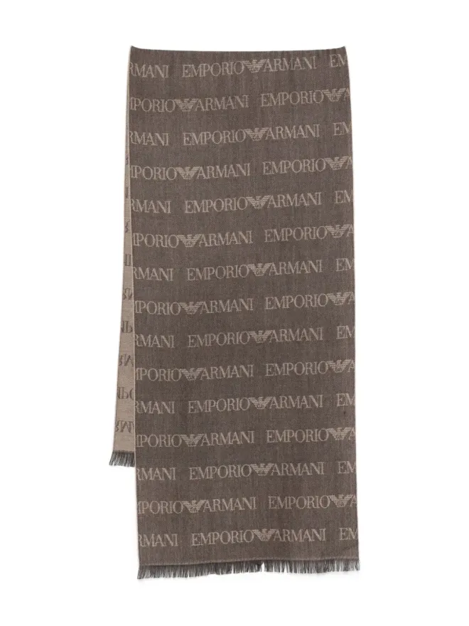 Emporio Armani Emporio Armani ロゴ柄ウールブレンドスカーフの商品画像