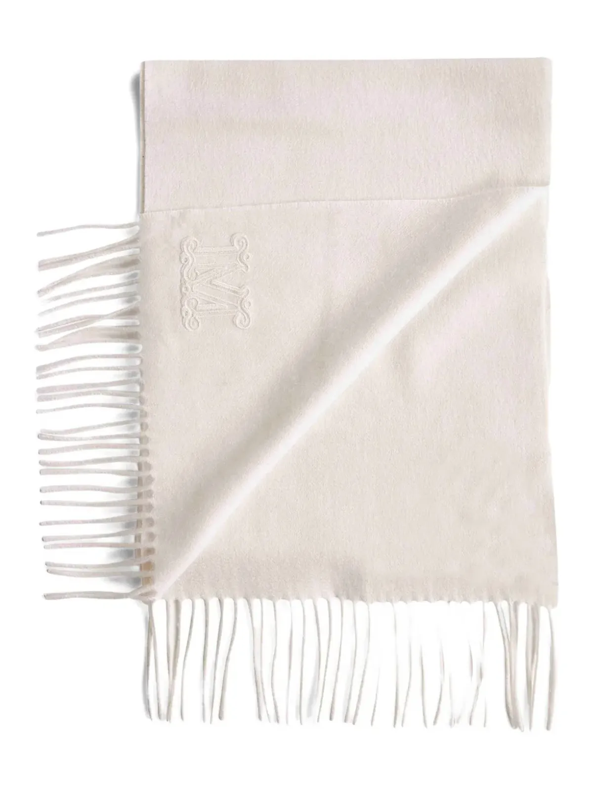 Max Mara 刺繍ロゴフリンジスカーフ - 画像2