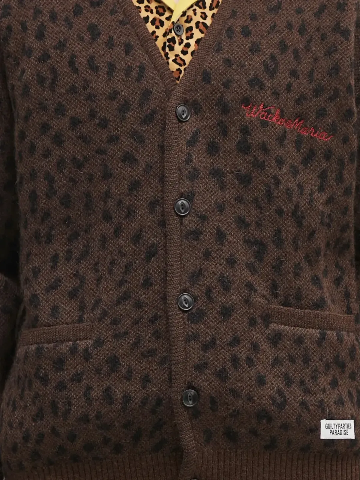 WACKO MARIA ブラウンのヒョウ柄カーディガン - 画像5