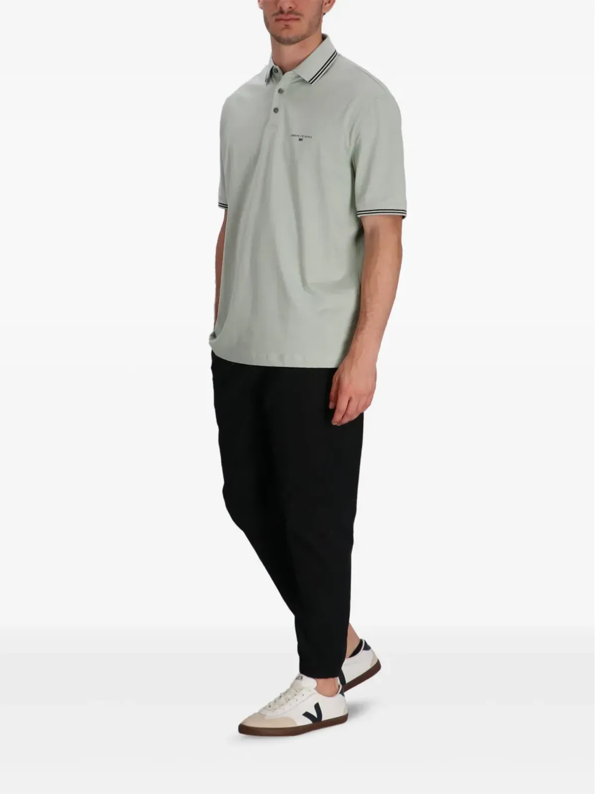 Armani Exchange ティップドカラー コットンポロシャツ - 画像2
