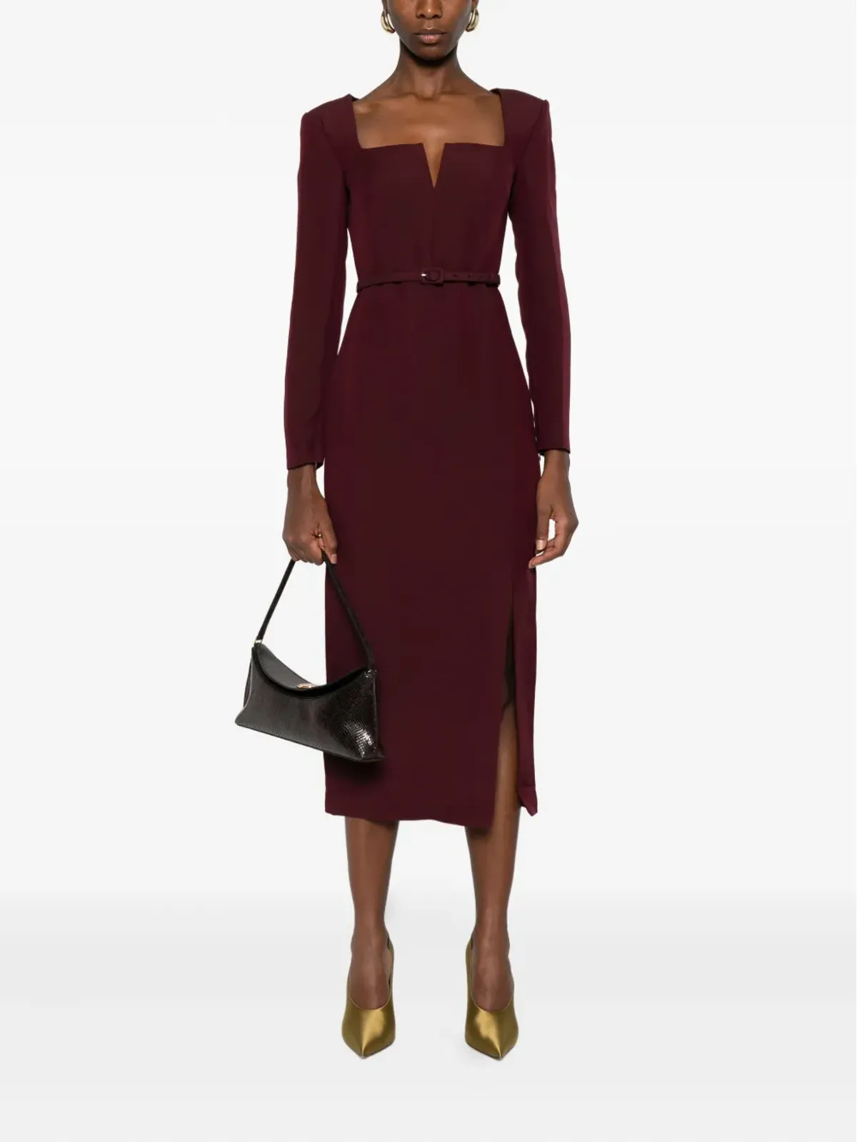 Roland Mouret スクエアネック ベルト付き ドレス - 画像2