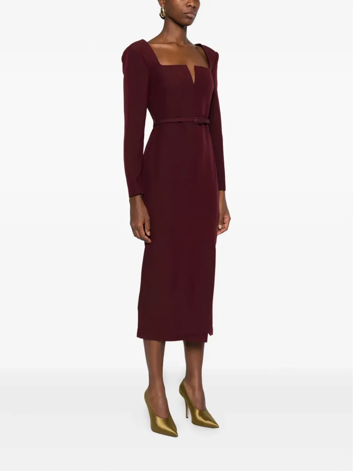 Roland Mouret スクエアネック ベルト付き ドレス - 画像3
