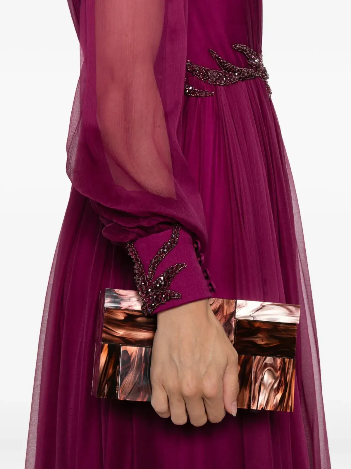 M.Marquise Michaela embellished pleated dress - Pink - 画像5