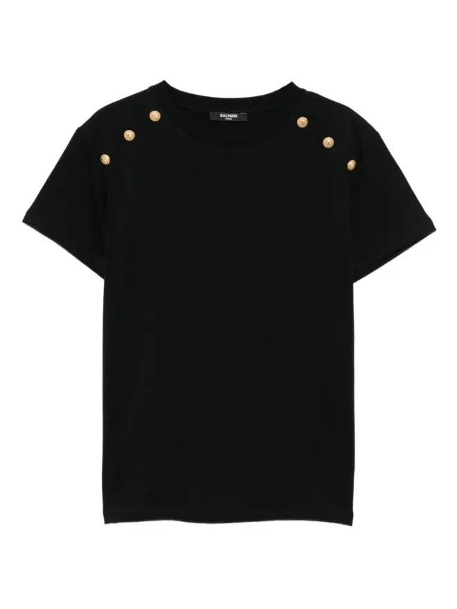 Balmain Kids Balmain Kids ボタン装飾 コットンTシャツ - ブラックの商品画像