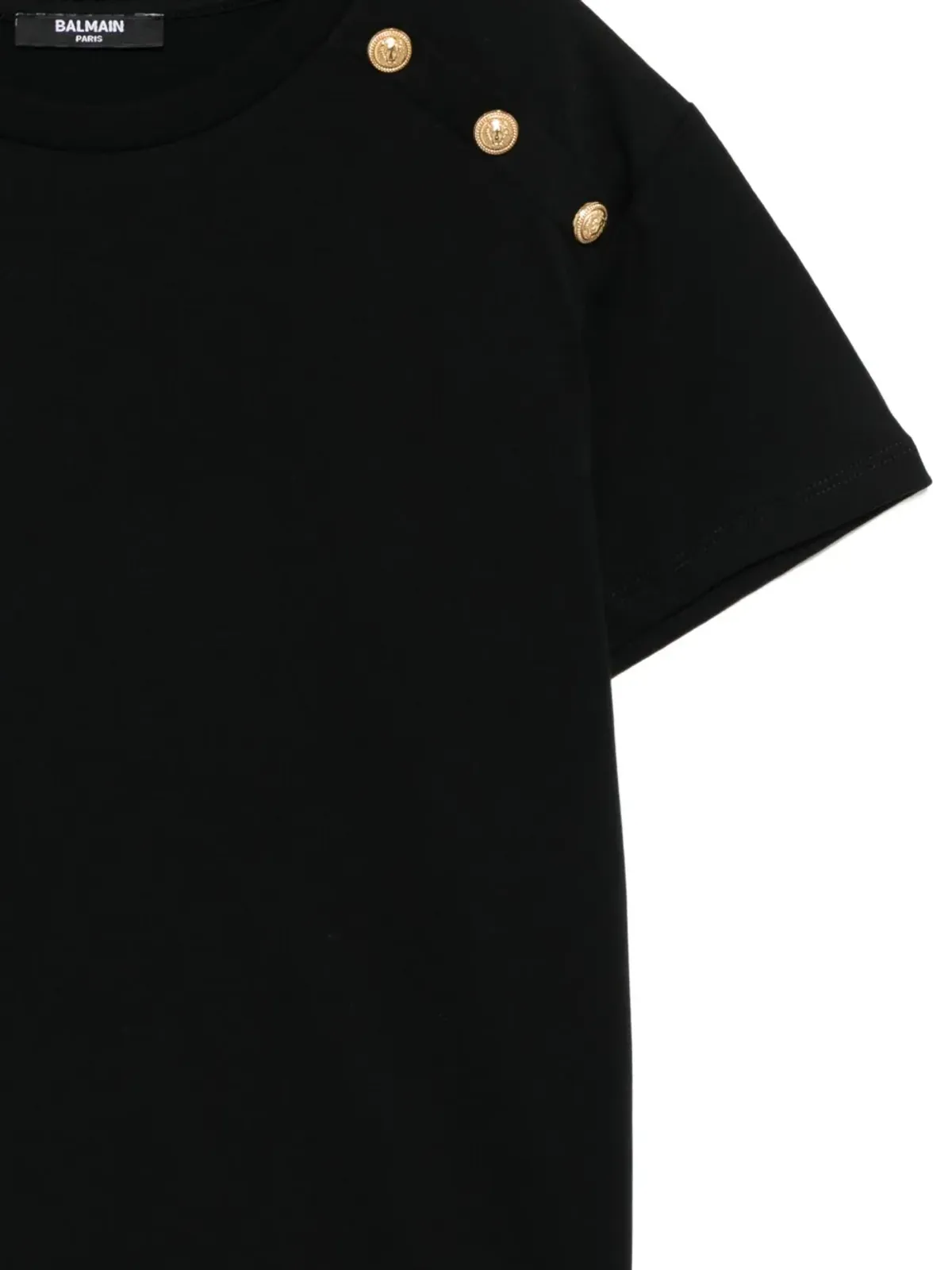 Balmain Kids ボタン装飾 コットンTシャツ - ブラック - 画像3