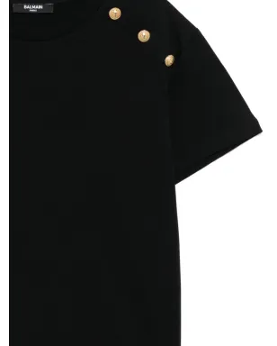 Balmain Kids ボタン装飾 コットンTシャツ - ブラック - サムネイル3