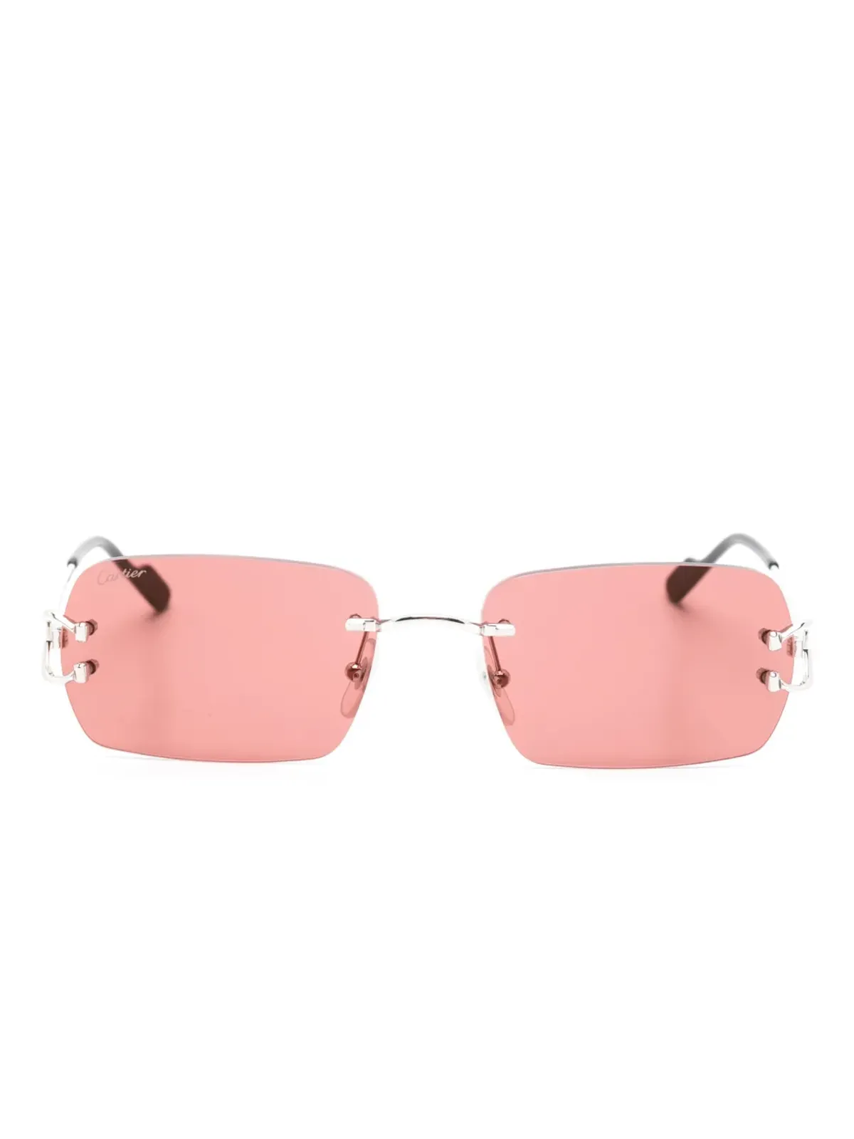 Cartier Eyewear C-シェイプ長方形フレーム サングラス - シルバー - 画像1