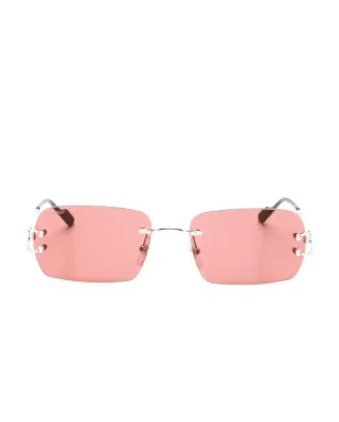 Cartier Eyewear C-シェイプ長方形フレーム サングラス - シルバー - サムネイル1