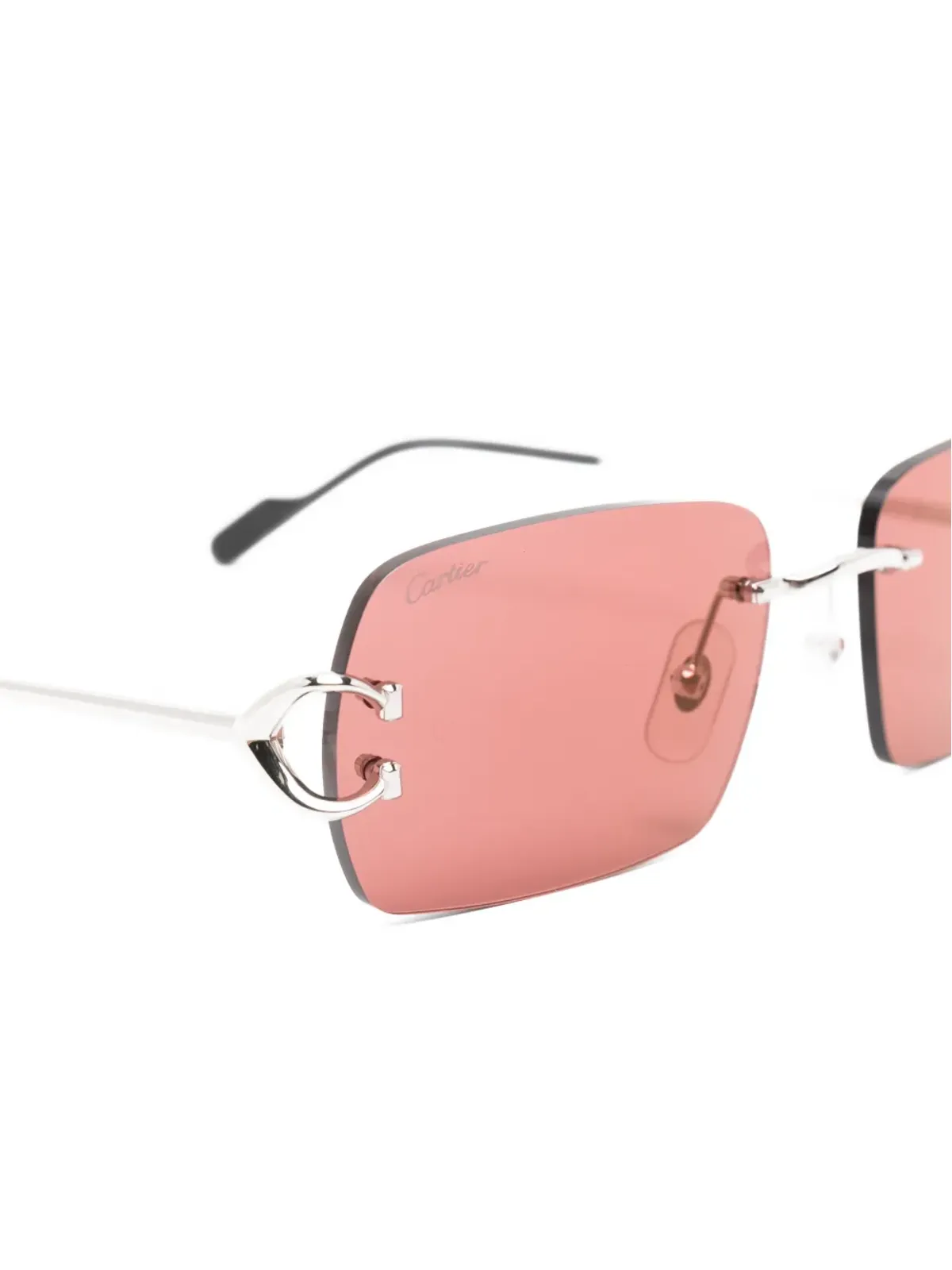 Cartier Eyewear C-シェイプ長方形フレーム サングラス - シルバー - 画像3
