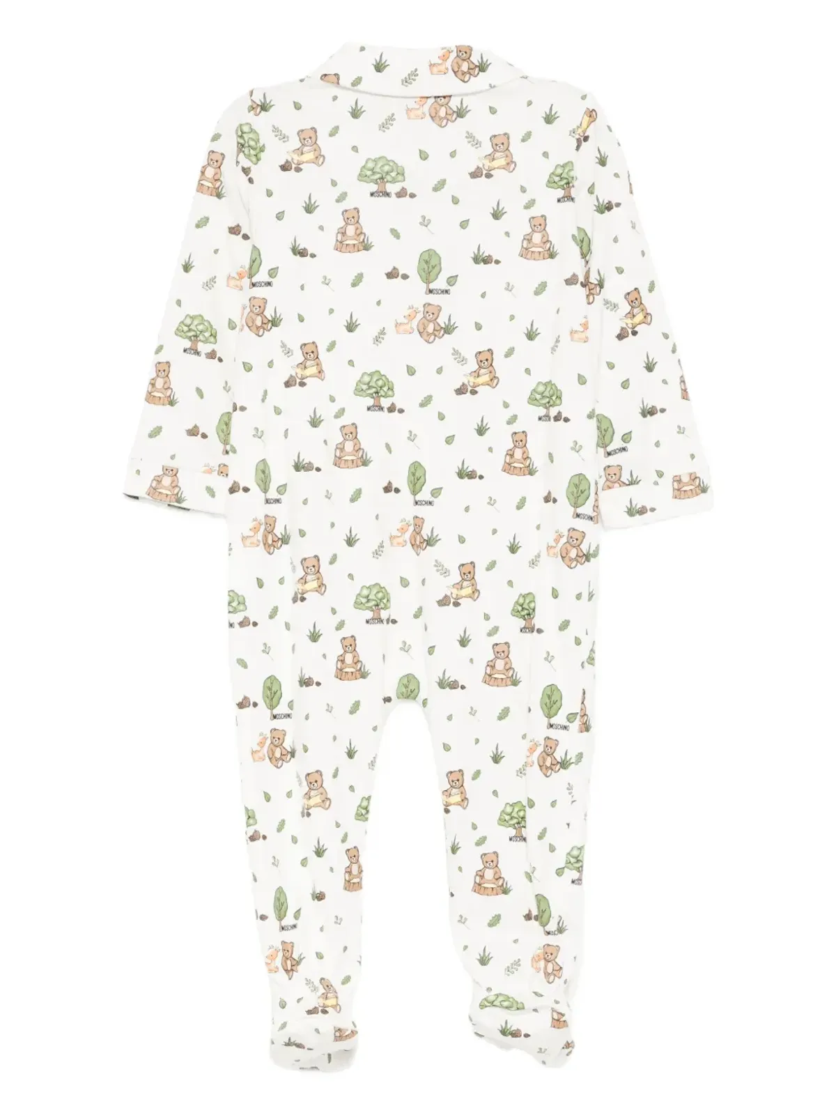 Moschino Kids ベアプリント足付きジャンプスーツ - White - 画像2