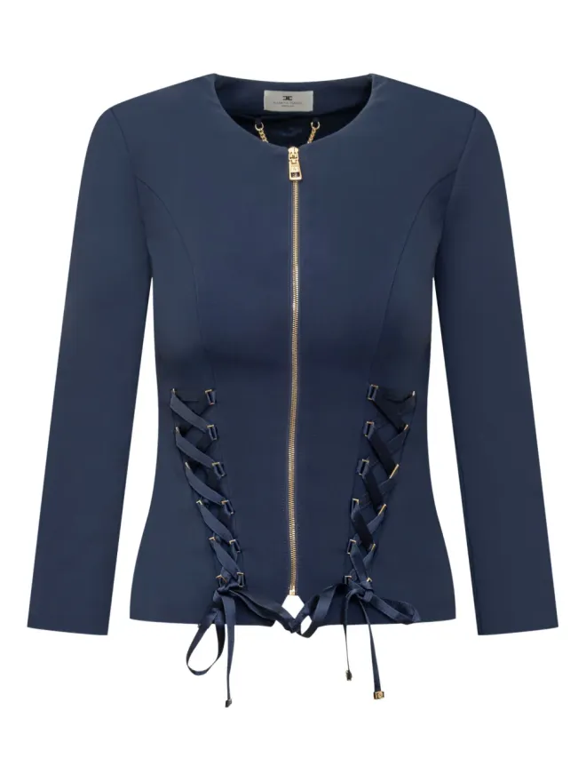 Elisabetta Franchi Elisabetta Franchi レースアップジップフロントジャケットの商品画像