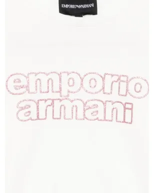 Emporio Armani Kids グリッターロゴプリントTシャツ - White - サムネイル3