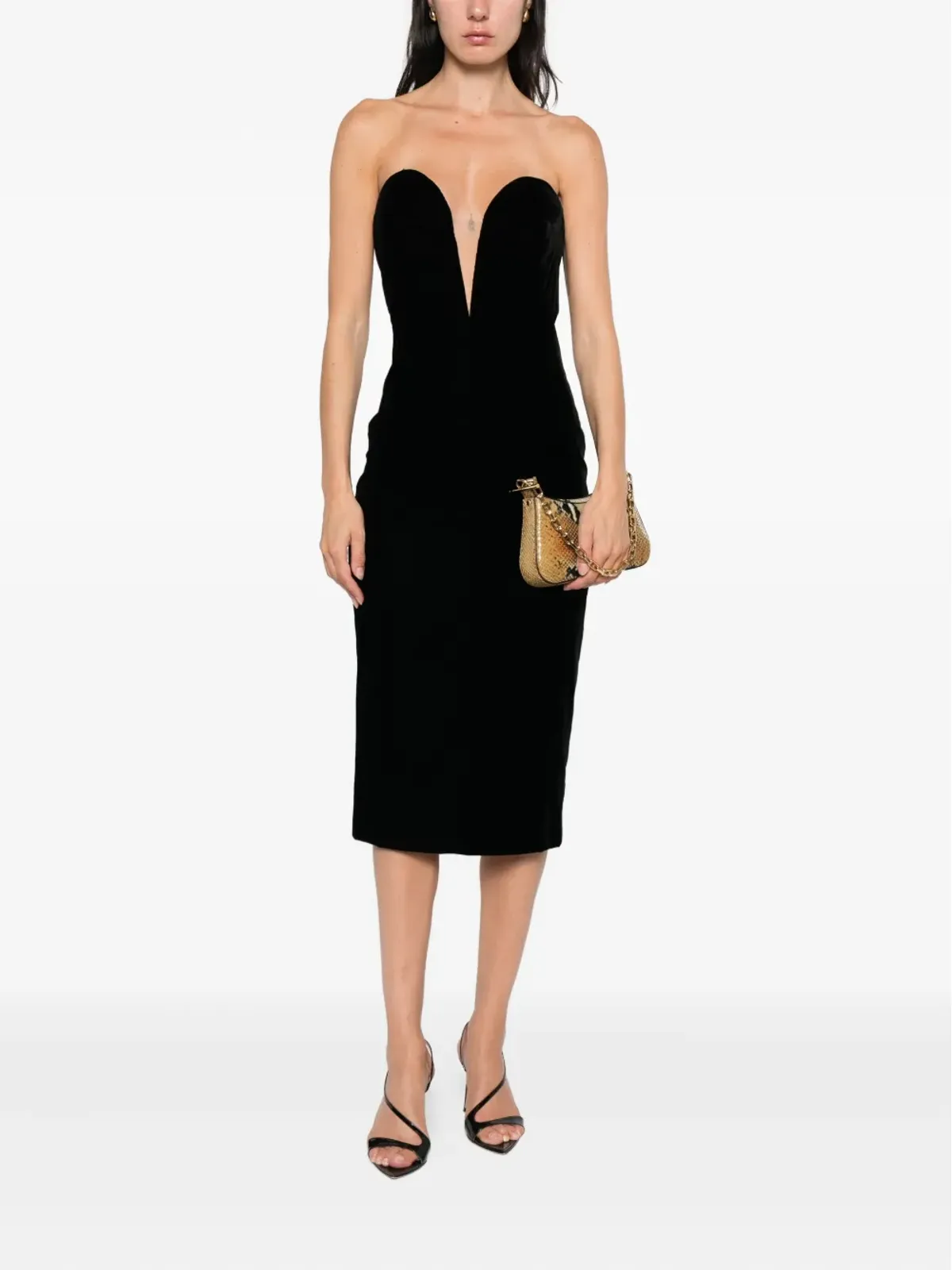 TOM FORD ストラップレス ミディドレス - ブラック - 画像2