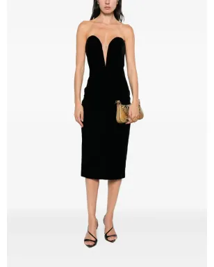TOM FORD ストラップレス ミディドレス - ブラック - サムネイル2