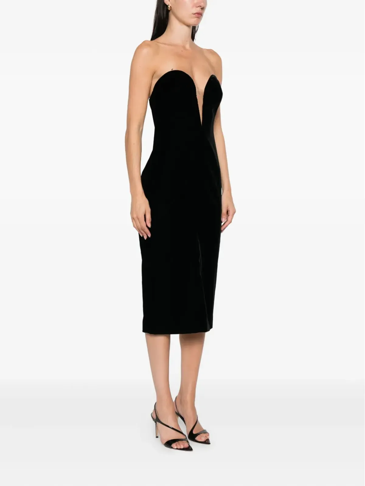 TOM FORD ストラップレス ミディドレス - ブラック - 画像3