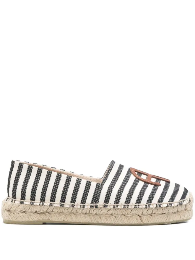 ANINE BING ANINE BING Paloma striped logo espadrilles - Blackの商品画像