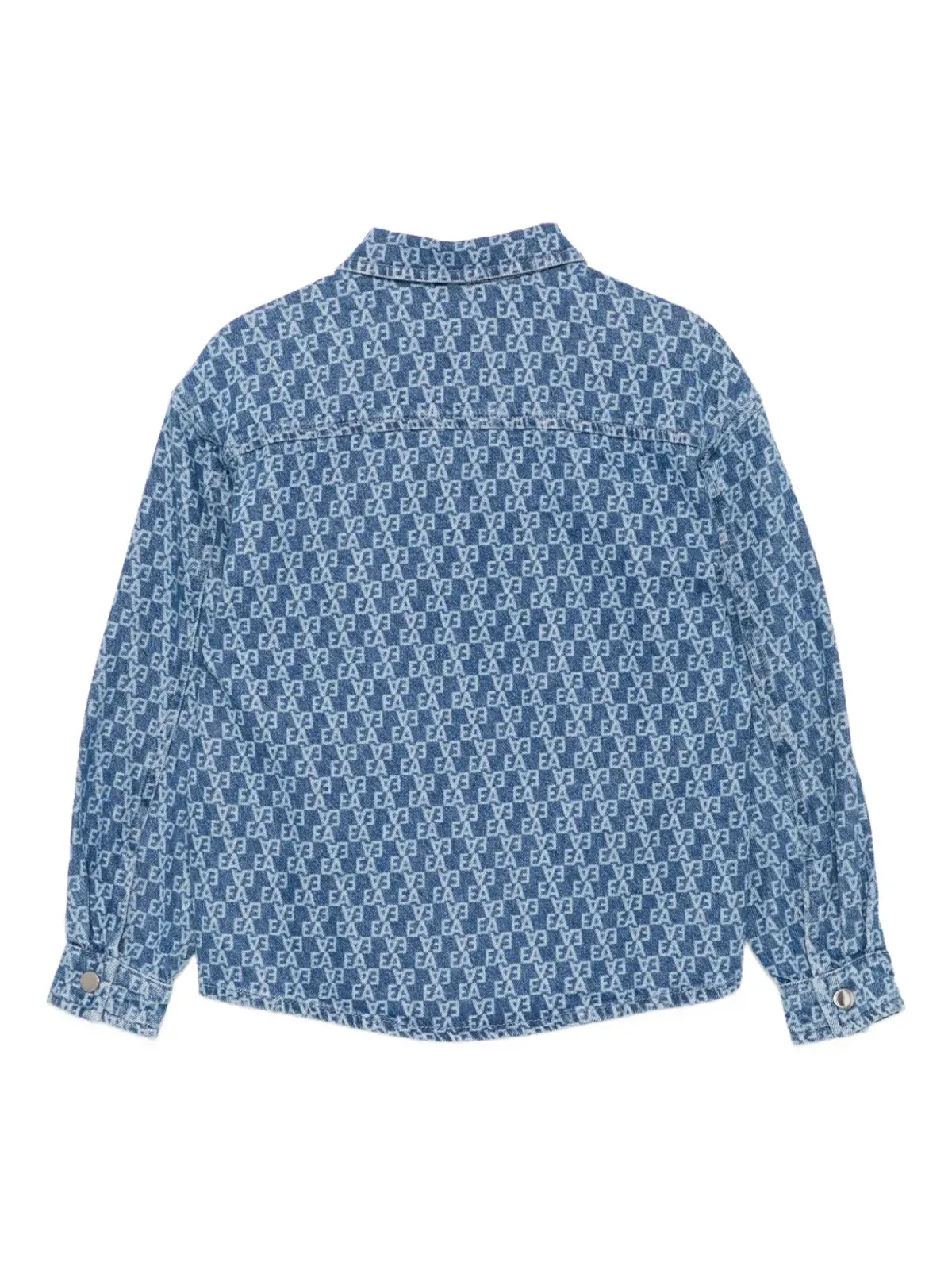 Emporio Armani Kids モノグラムデニムシャツ ブルー - 画像2