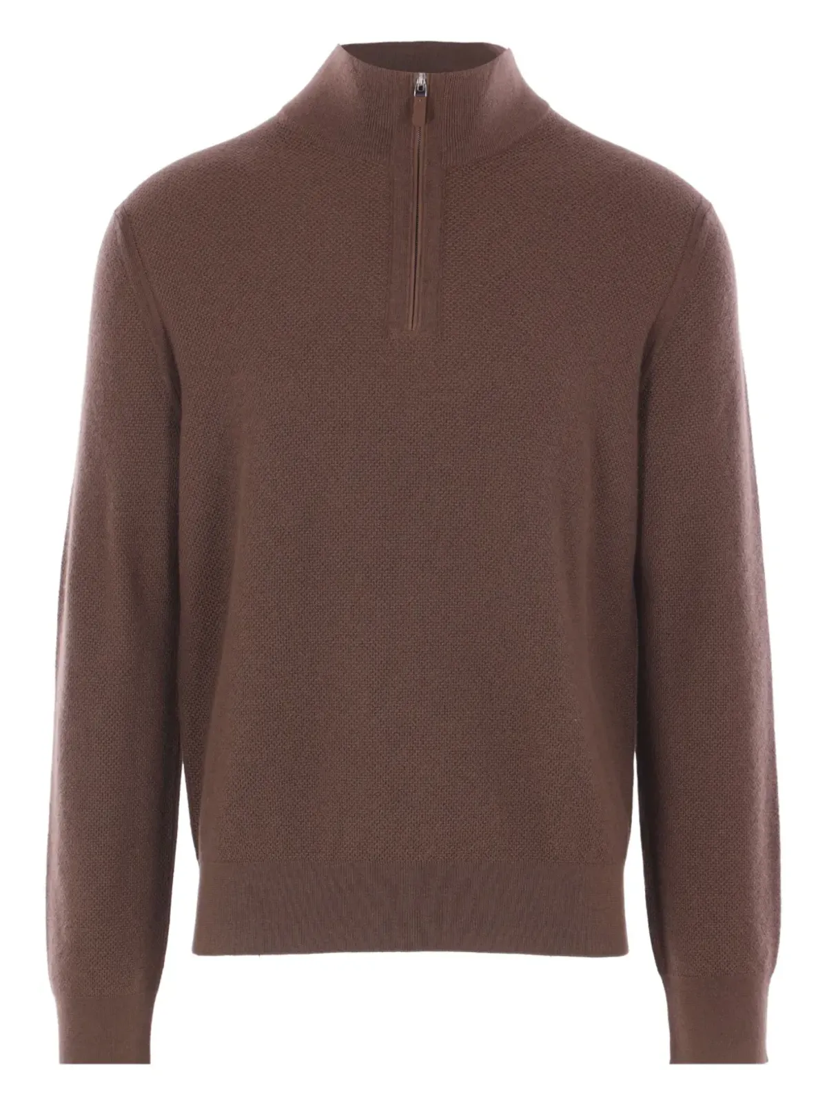 Zegna zip cashmere sweater - Brown - 画像1