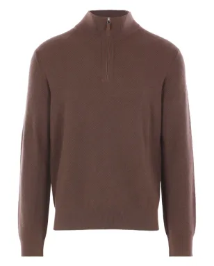 Zegna zip cashmere sweater - Brown - サムネイル1