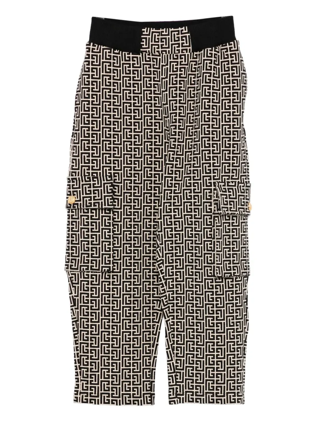 Balmain Kids 幾何学柄カーゴパンツ ブラック - 画像1