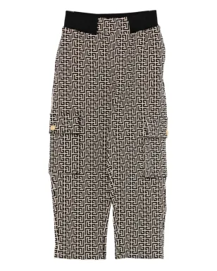 Balmain Kids 幾何学柄カーゴパンツ ブラック - サムネイル1