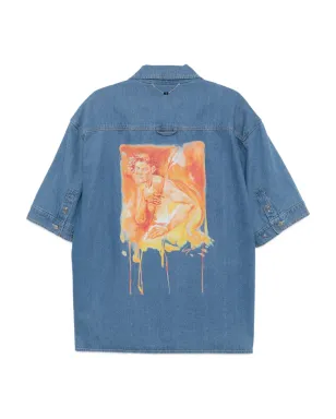 SONGZIO john aquarelle denim half shirt - Blue - サムネイル2