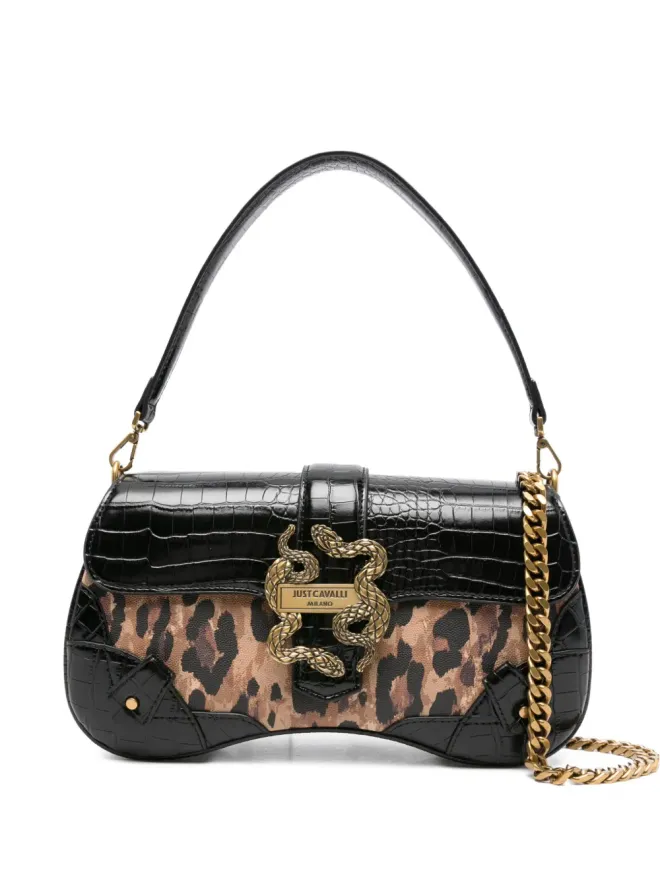 Just Cavalli Just Cavalli ヘビーバックル レオパード柄ショルダーバッグの商品画像