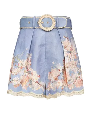ZIMMERMANN 花柄プリントベルト付きショートパンツ（ブルー） - サムネイル1