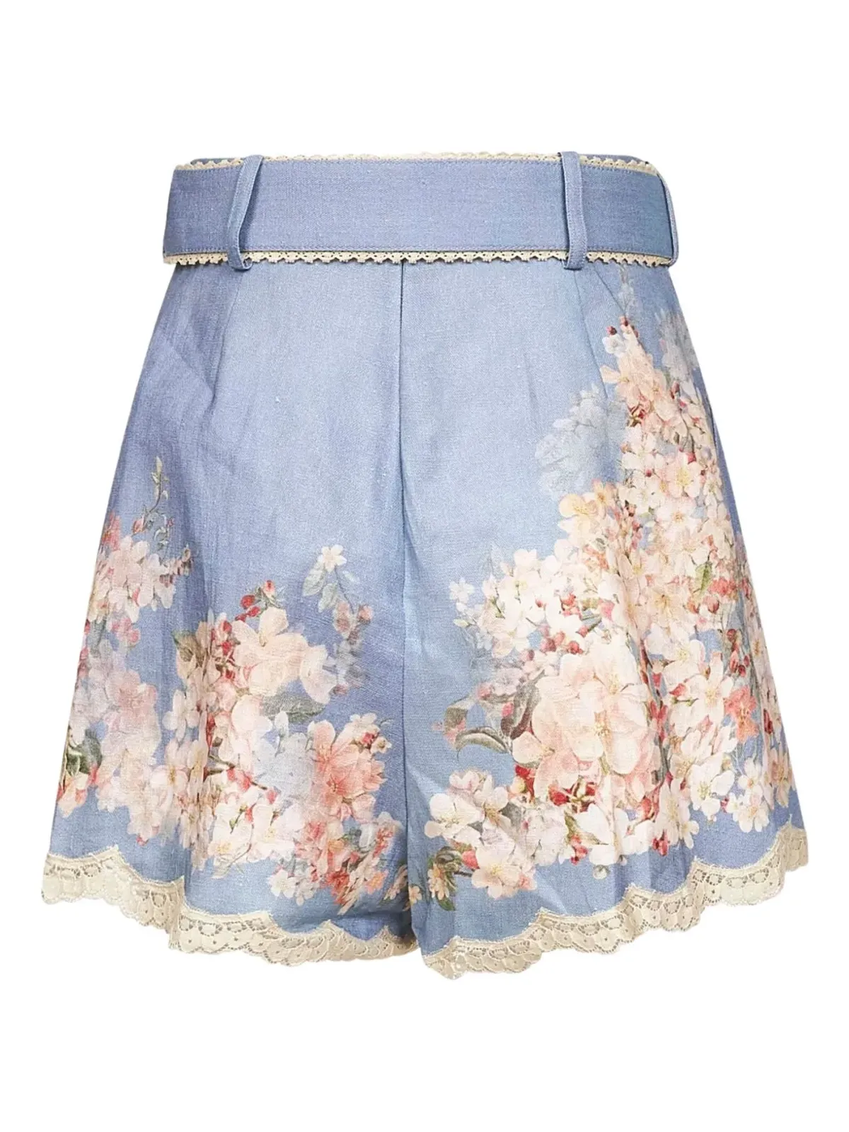 ZIMMERMANN 花柄プリントベルト付きショートパンツ（ブルー） - 画像2