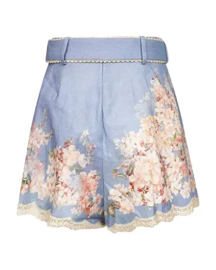 ZIMMERMANN 花柄プリントベルト付きショートパンツ（ブルー） - サムネイル2