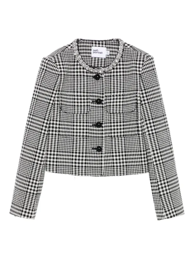 self-portrait Self-Portrait ハウンドトゥース クロップドジャケットの商品画像