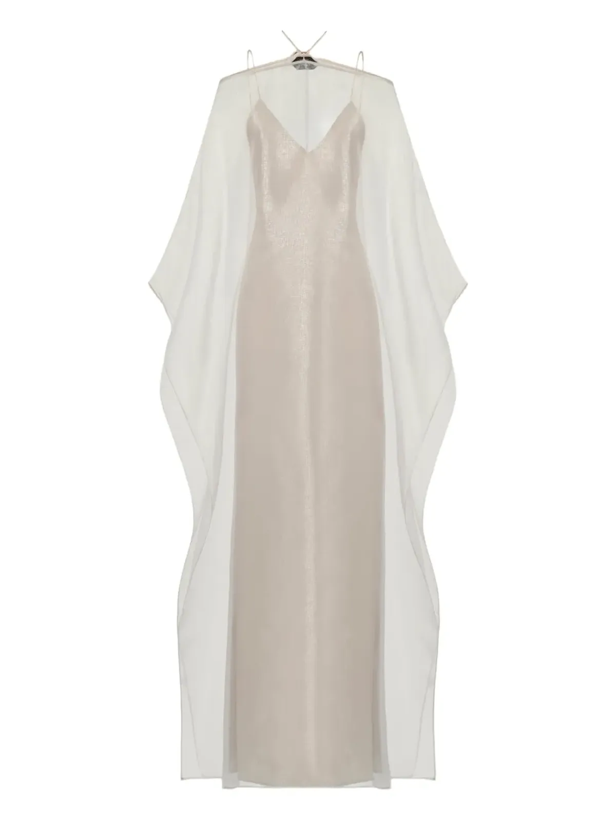 Taller Marmo Sza Sza organza-overlay slip dress - Neutrals - 画像1