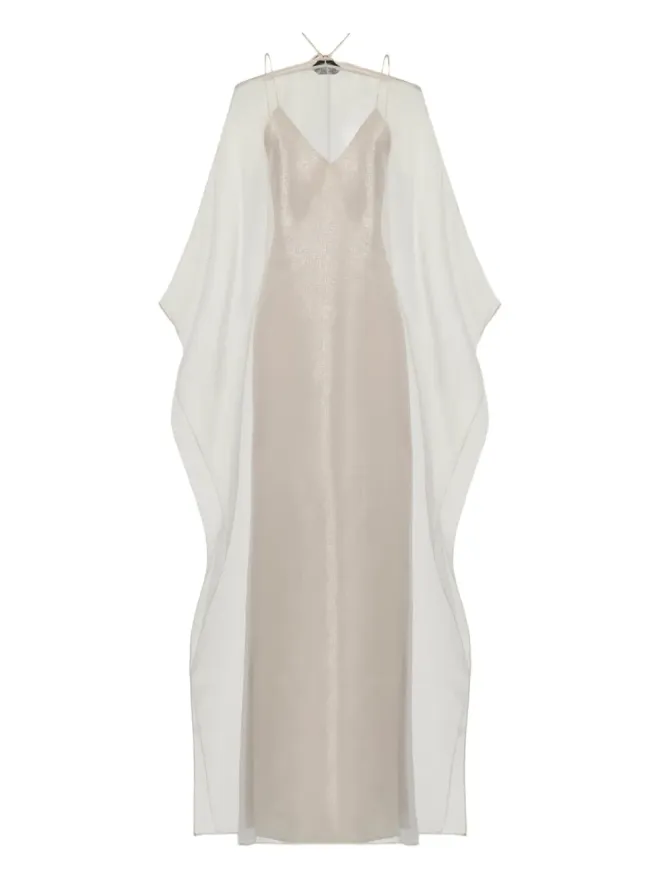 Taller Marmo Taller Marmo Sza Sza organza-overlay slip dress - Neutralsの商品画像
