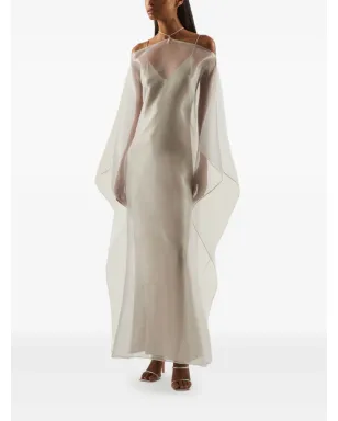 Taller Marmo Sza Sza organza-overlay slip dress - Neutrals - サムネイル2
