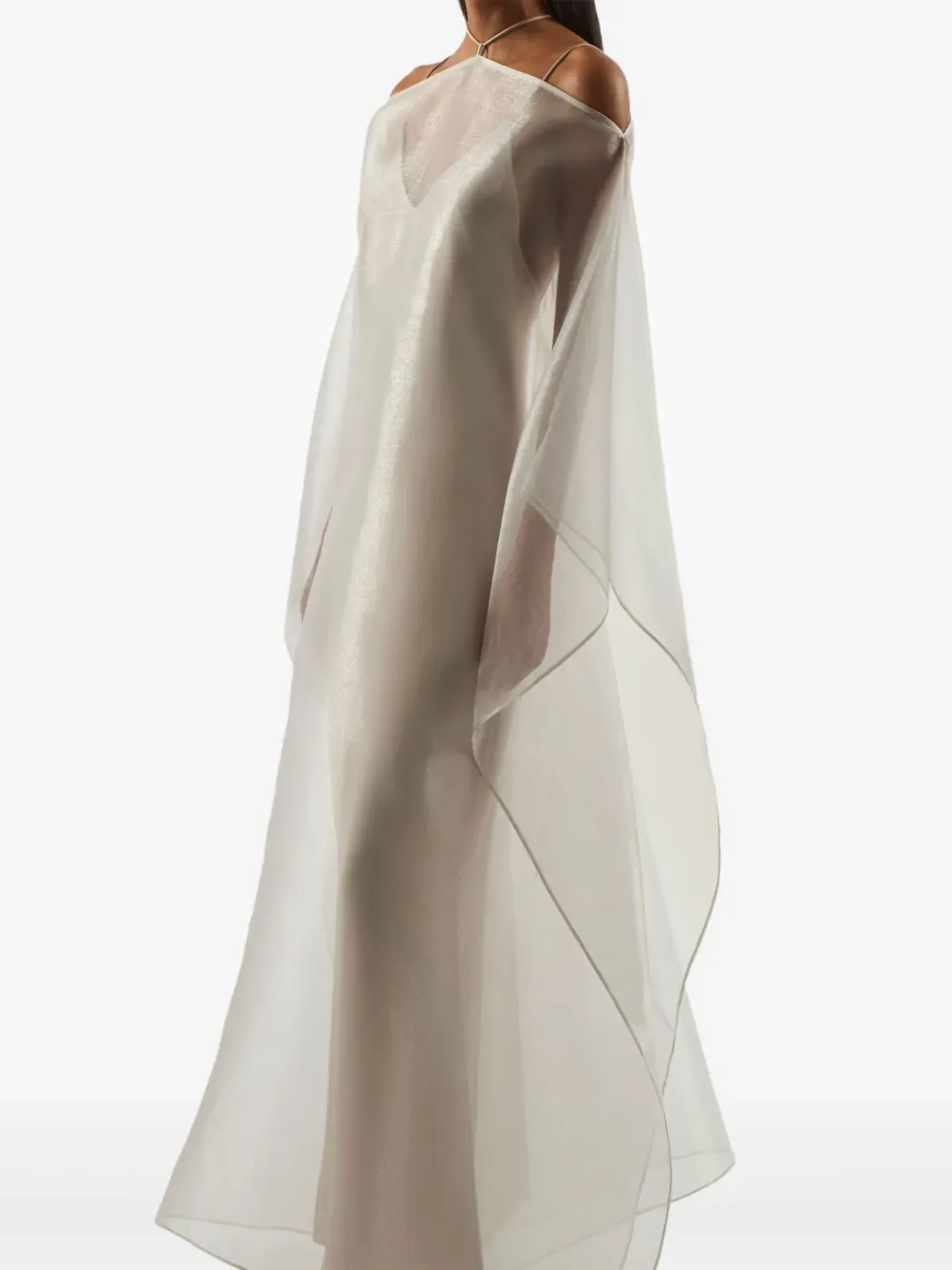 Taller Marmo Sza Sza organza-overlay slip dress - Neutrals - 画像3
