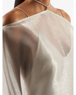 Taller Marmo Sza Sza organza-overlay slip dress - Neutrals - サムネイル4