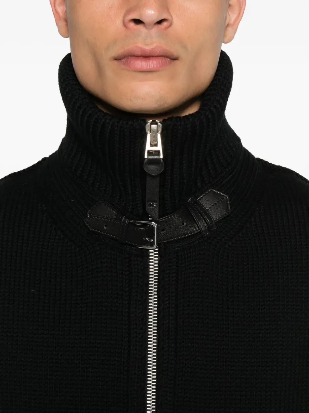 TOM FORD ジップフロントリブ編みウールジャケット - 画像5