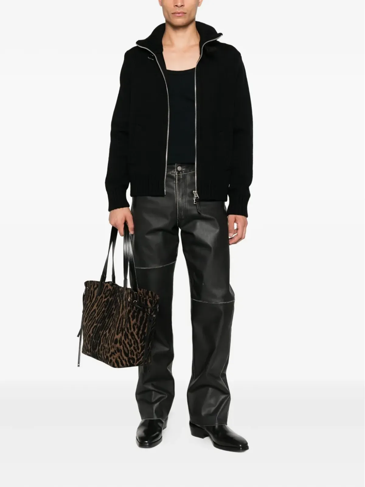 TOM FORD ジップフロントリブ編みウールジャケット - 画像2