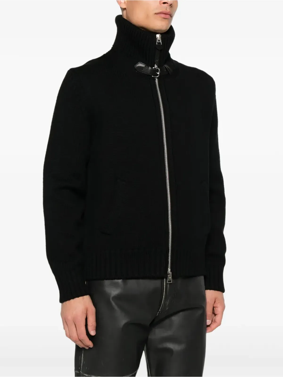 TOM FORD ジップフロントリブ編みウールジャケット - 画像3