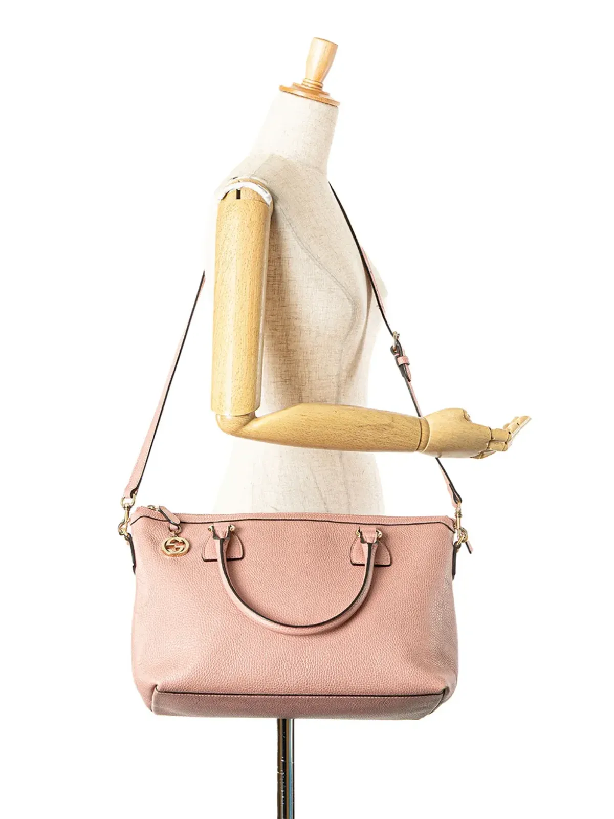 Gucci Pre-Owned GGチャーム サッチェル ピンク - 画像2