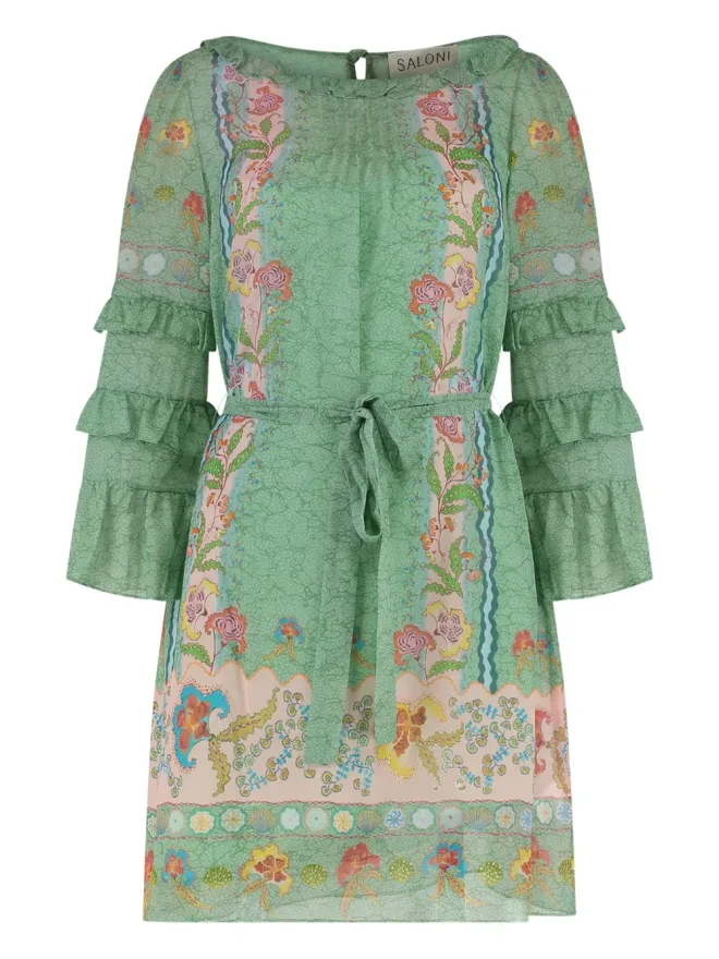 SALONI Saloni Lori 花柄プリント ミニドレス（グリーン）の商品画像