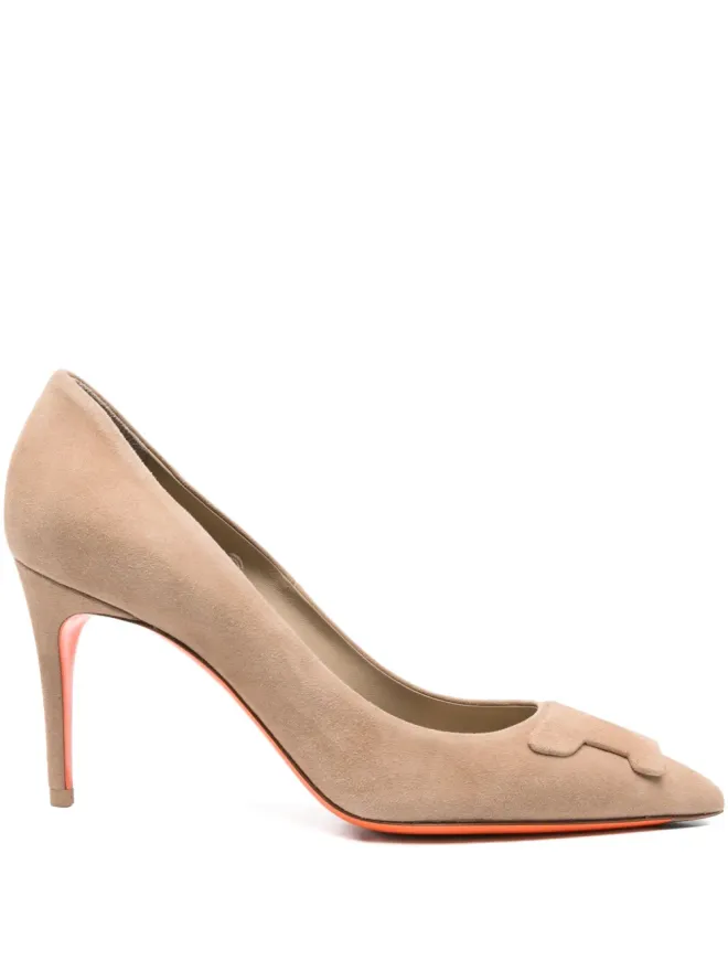 Santoni Santoni スエード85mmポインテッドトゥパンプス（ブラウン）の商品画像