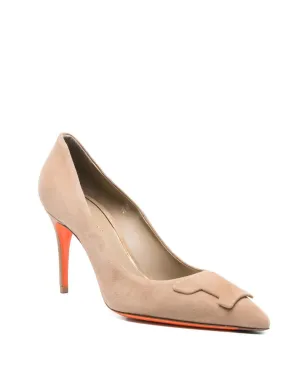 Santoni スエード85mmポインテッドトゥパンプス（ブラウン） - サムネイル2