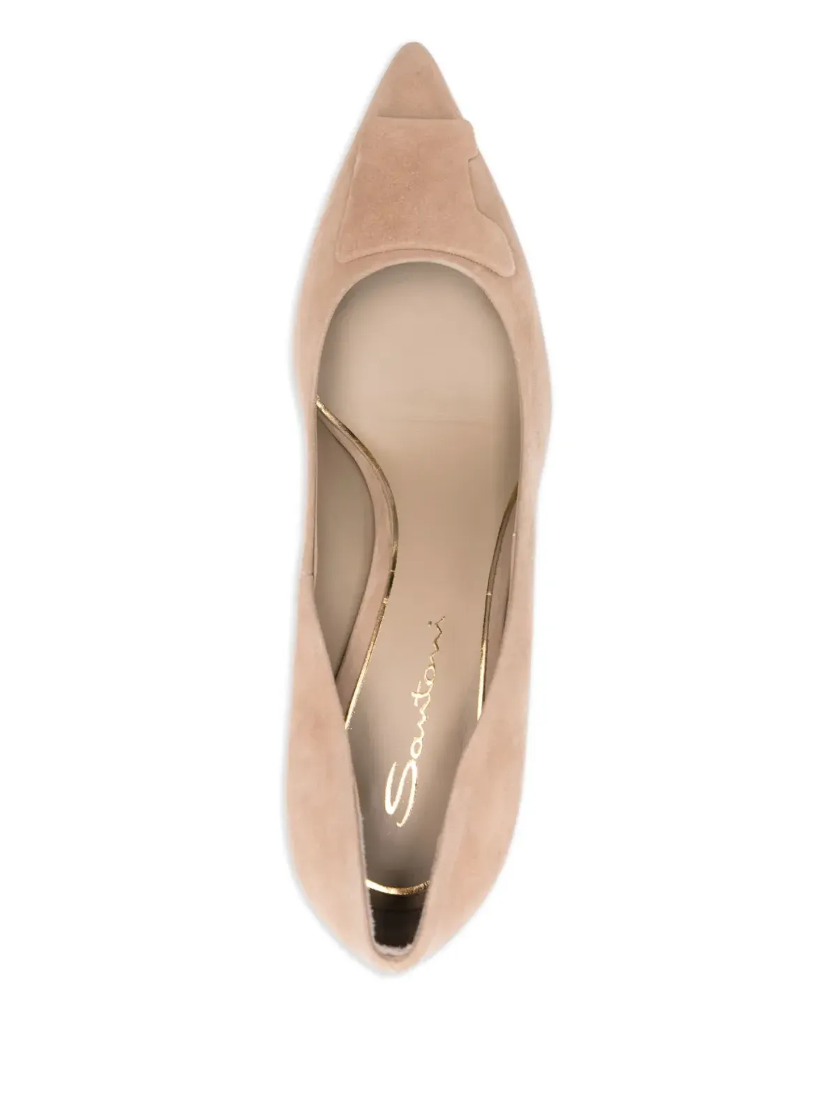 Santoni スエード85mmポインテッドトゥパンプス（ブラウン） - 画像4