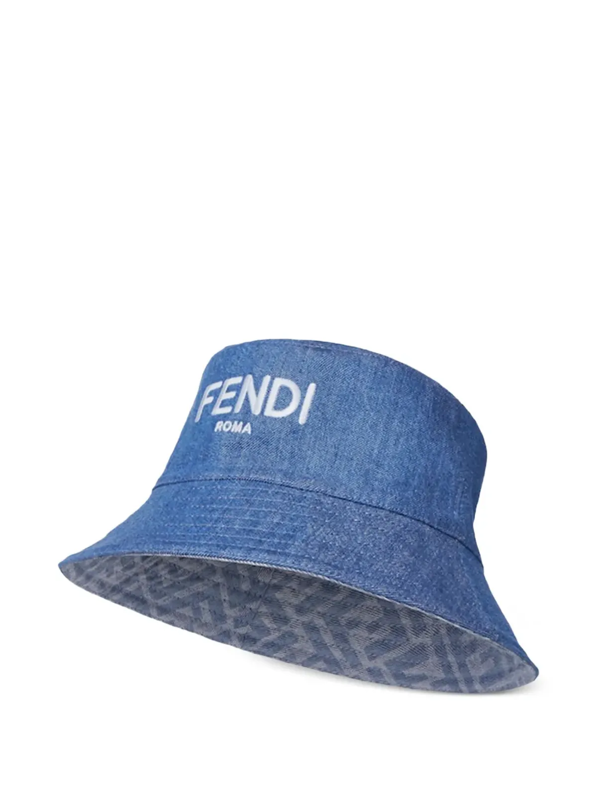 Fendi Kids デニム FFパターン バケットハット ブルー - 画像1